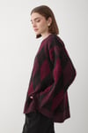 Kadın Bordo-Siyah Oversize Argyle Desenli Triko Kazak