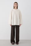 Kadın Ekru Oversize Peluş Kazak