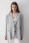Kadın Gri Düğme Detaylı Oversize Blazer Ceket