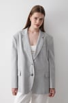 Kadın Gri Düğme Detaylı Oversize Blazer Ceket