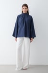 Kadın Hakim Yaka Pelerin Kollu Oversize Bluz