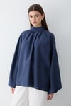 Kadın Hakim Yaka Pelerin Kollu Oversize Bluz