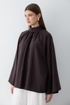 Kadın Hakim Yaka Pelerin Kollu Oversize Bluz