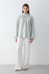 Kadın Hakim Yaka Pelerin Kollu Oversize Bluz