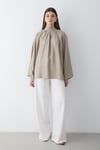 Kadın Hakim Yaka Pelerin Kollu Oversize Bluz