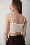 Kadın İnci Detaylı Örgü Model Crop BEJ