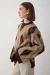 Kadın Kahverengi Oversize Argyle Desenli Triko Kazak