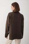 Kadın Kahverengi Oversize Balıkçı Yaka Triko Kazak