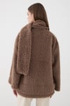 Kadın Kahverengi Peluş Şal Yaka Oversize Hırka