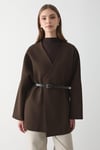 Kadın Kruvaze Yaka Kemer Detaylı Kimona KAHVERENGİ