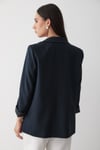 Kadın Lacivert Çizgili İçi Astarlı Kol Detaylı Blazer Ceket