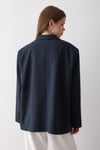 Kadın Lacivert Düğme Detaylı Oversize Blazer Ceket