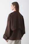Kadın Oversize Kruvaze Yaka Cepli Kısa Trençkot