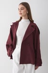 Kadın Oversize Kruvaze Yaka Kısa Trençkot