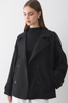 Kadın Oversize Kruvaze Yaka Kısa Trençkot