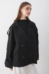 Kadın Oversize Kruvaze Yaka Kısa Trençkot