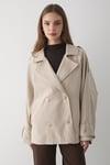 Kadın Oversize Kruvaze Yaka Kısa Trençkot