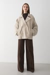 Kadın Oversize Kruvaze Yaka Kısa Trençkot