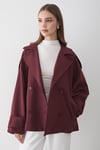 Kadın Oversize Kruvaze Yaka Kısa Trençkot