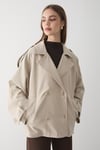 Kadın Oversize Kruvaze Yaka Kısa Trençkot
