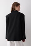Kadın Siyah Düğme Detaylı Oversize Blazer Ceket