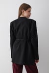 Kadın Siyah Kruvaze Kemer Detaylı Oversize Blazer Ceket