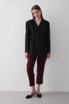 Kadın Siyah Kruvaze Kemer Detaylı Oversize Blazer Ceket
