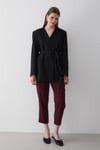 Kadın Siyah Kruvaze Kemer Detaylı Oversize Blazer Ceket
