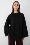 Kadın Siyah Oversize Peluş Kazak