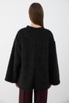 Kadın Siyah Oversize Peluş Kazak