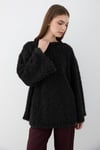 Kadın Siyah Oversize Peluş Kazak