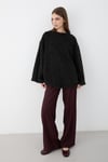 Kadın Siyah Oversize Peluş Kazak
