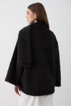 Kadın Siyah Peluş Şal Yaka Oversize Hırka