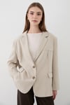 Kadın Taş Düğme Detaylı Oversize Blazer Ceket