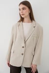Kadın Taş Düğme Detaylı Oversize Blazer Ceket