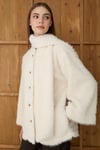 Kadın Taş Peluş Şal Yaka Oversize Hırka