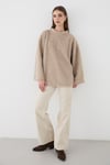 Kadın Vizon Oversize Peluş Kazak