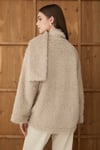 Kadın Vizon Peluş Şal Yaka Oversize Hırka