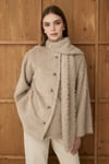 Kadın Vizon Peluş Şal Yaka Oversize Hırka