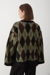 Kadın Yeşil Oversize Argyle Desenli Triko Kazak