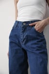 Kadın Yüksek Bel Geniş Paça Jean Pantolon MAVİ