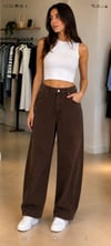 KAHVE BARREL KESİM PANTOLON