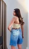 Kemer Detaylı Yüksek Bel Denim Şort