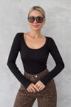 Oyuk yaka Siyah Basic %100 Pamuk