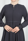  Beli Dantelli Mevlana Ferace Gri HNT7011