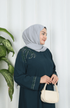  Büyük Beden Omuz Taş İşlemeli  Anne  Elbise Zümrüt HNT1002