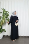  Büyük Beden Omuz Taş İşlemeli  Anne  Elbise Lacivert HNT1002