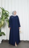  Büyük Beden Omuz Taş İşlemeli  Anne  Elbise İndigo HNT1002