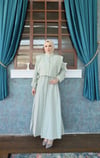 Bolerolu Beli Lastikli Tesettür Elbise Mint   HNT011