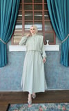 Bolerolu Beli Lastikli Tesettür Elbise Mint   HNT011